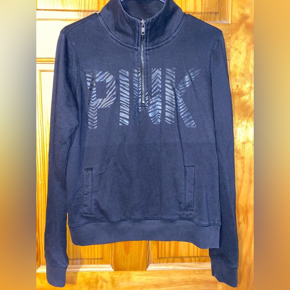 Black “VS PINK” Quarter-Zip Sweatshirt
